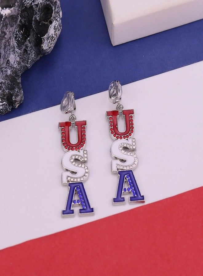 Xeyau 4th of July Earrings for Women Star Ear Clip No Piercing Earring Memorial Day Patriotic American Flag Earrings Red White and Blue Earring Independence Day Jewelry Accessorie Outfits (C-Colorful) - Image 5